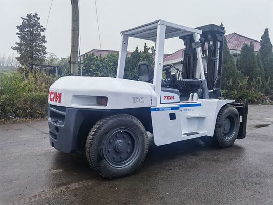 Verbrauch 10 Tonnen TCM FD100Z 2 Stufe 4 Meter Gebrauchtgabelstapler für Maschinenreparaturwerkstätten